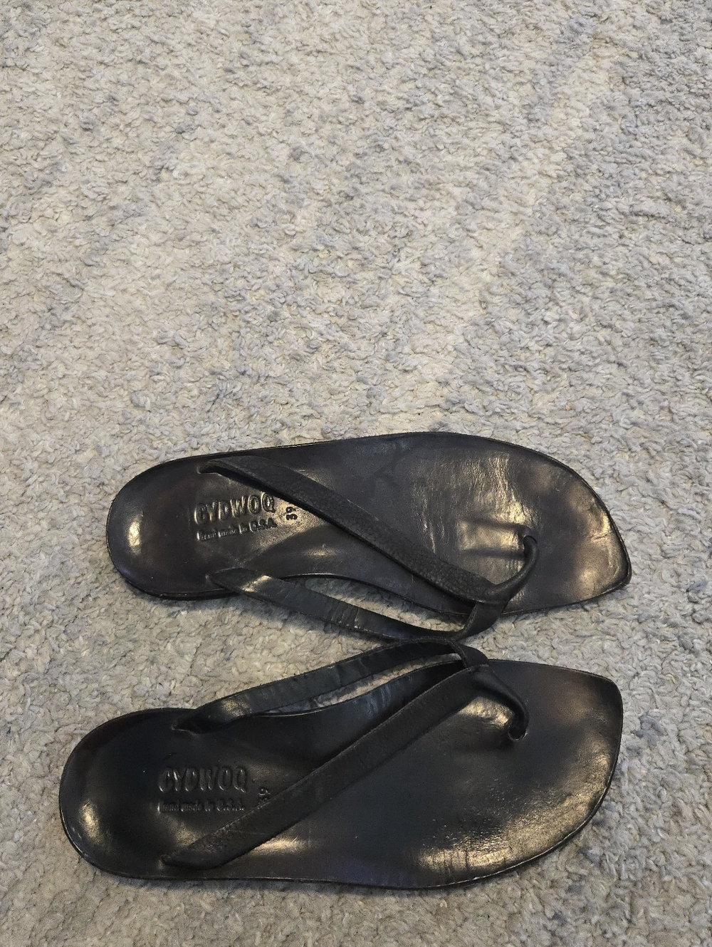 Cydwoq Black Leather Strap Bare Open Toe Minimalist Sandals Size 39 - Picture 2 of 8